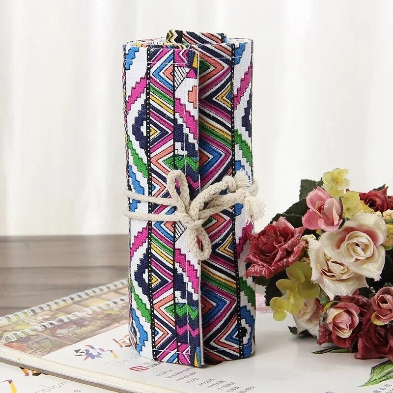 

36/48 Hole Canvas Wrap, Roll Up Pencil Case, Pencil Case Holder Storage Bag, Portable Pencil Wrap Bag (Two Pieces)
