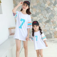 mother daughter dresses family matching clothes women kids girl letter cute dress mommy and me clothes t shirt dress