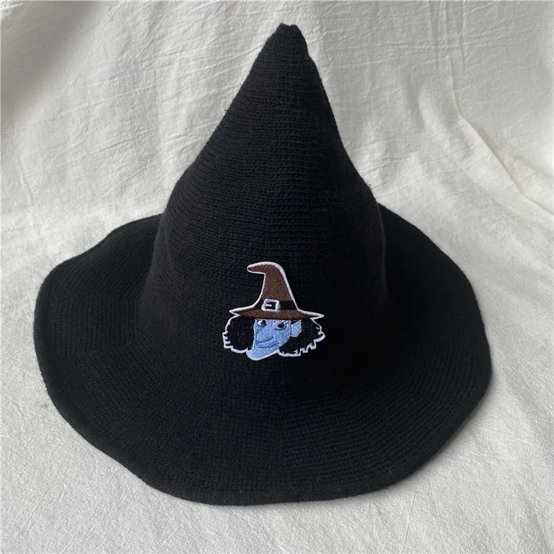 Шапка с вышивкой ведьмы для Хэллоуина Женская шерстяная вязаная шапка модная