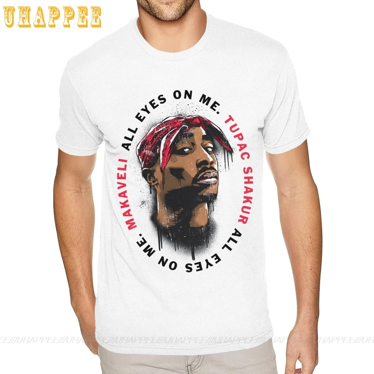 Белая Тупак 2Pac Футболка мужская на заказ короткий рукав Ультра хлопок o образным