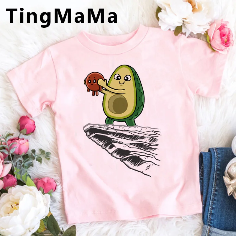 Футболка Kawaii с авокадо Детская футболка милым мультяшным рисунком летний топ