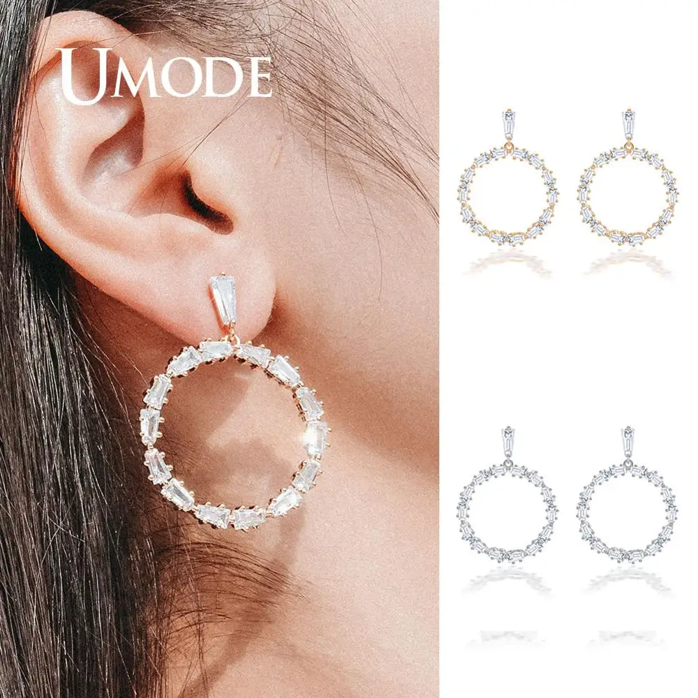 

UMODE Round Circle Earrings for Women Drop Earrings Engagement Earrings Hanging Girls Party Luxury Wedding Gifts Jewelry UE0640