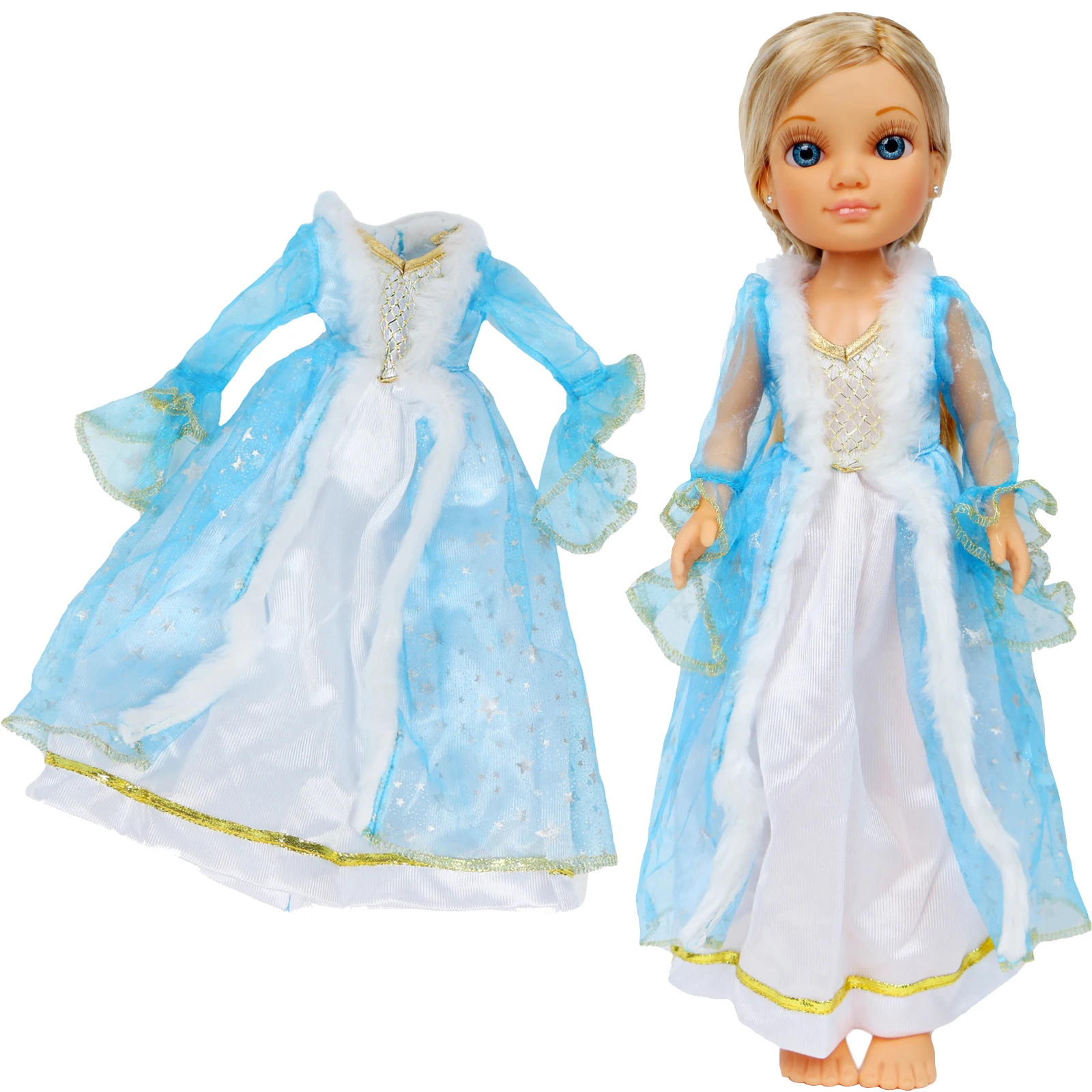 Высококачественное платье наряд принцессы для куклы Нэнси копия голубое