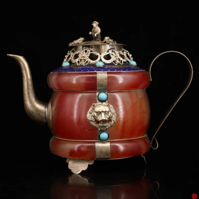 

Exquisite white copper agate wine pot home decoration craft ornament
