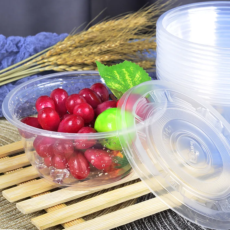 

50pcs Disposable Round Lunch Box Plastic Bowl Thick Transparent Convenient Bowl Packed Bowl PP Lunch Box Porridge Bowl