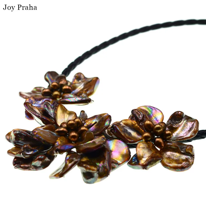 

Brown baroque pearl shell necklace / Hand-made women clavicle chain sweater chain / wholesale dropshipping