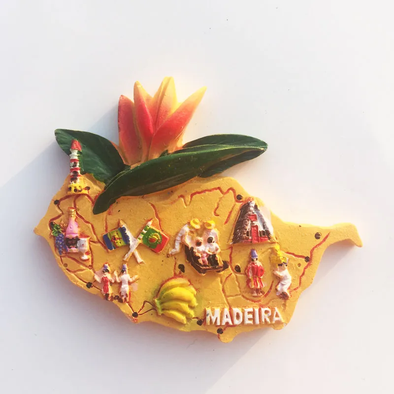 

Креативный Магнитный Магнит на холодильник 3D карта острова мадеры полимерная ручная роспись туристический памятный Декор ремесла