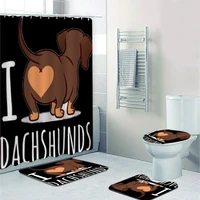 funny cute dachshund dog bathroom curtains shower curtain set cartoon sausage dog bath mat rugs doxie butt dog animal home decor