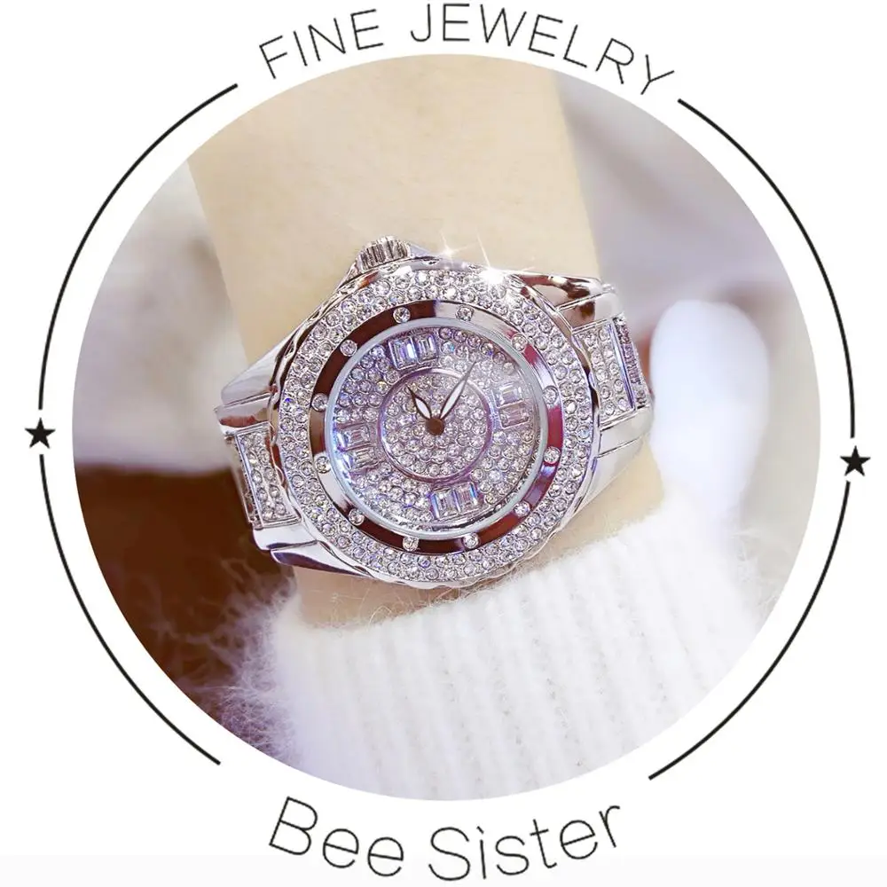 Высокое качество BEE SISTER горячая Распродажа элегантные женские часы с чешским бриллиантом 30 м Водонепроницаемые шикарные часы подарок для жены(без браслета