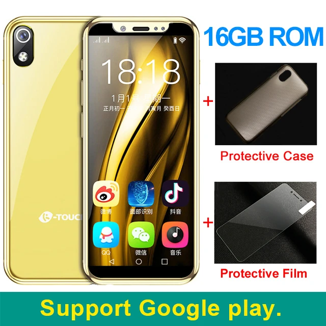 K-TOUCH маленький Маленький разблокированный Супер Мини android смартфон android 8,1 3," Лицо ID телефоны MTK6580 четырехъядерный мобильный телефон - Цвет: Золотой
