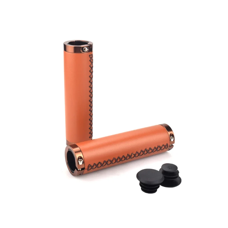 

Bicycle Handle Grips, 1 Pair Mountain Bike Folding Bicycle PU Leather Cycling Lockable Hand Sewing Handle Grips Bicycle Parts