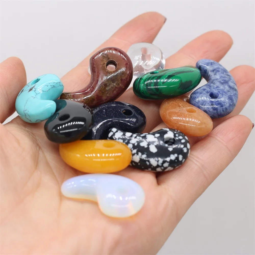 

2pcs Natural Agates Comma Shape Blue Sand Snowflow Stone Pendants Charms for DIY Necklace Bracelet Jewelry Making 18x30mm