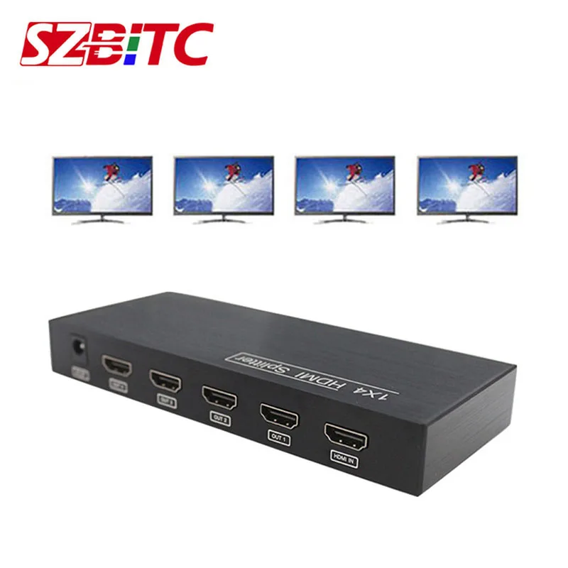 SZBITC 4K HDMI сплиттер 1X4 HD 1080P 3D UHD Дубликатор усилитель видео распределитель 1 в 4