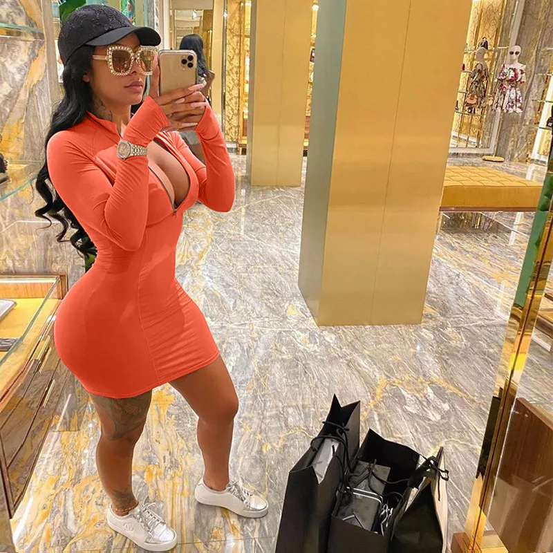 hirigin Sexy Plus Size Bodycon Mini Dress Long Sleeve Fall Clothes for Women Fashion Oversized Vestidos Night Party Club Dresses