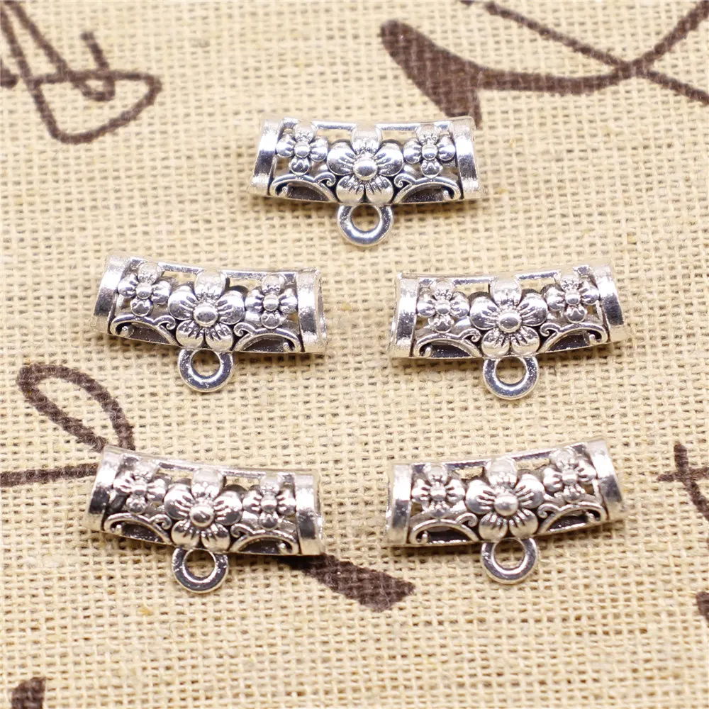 

Components For Jewelry Making Antique Silver Color Bails Spacer Beads Connectors 19x10x7mm 10pcs