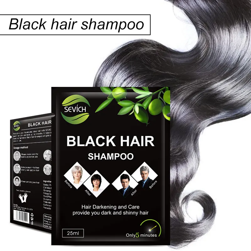 Sevich 5pcs/set Natural 15 Mins Fast Hair Dye Organic Plant Essence Hair Darkening Shampoo Hair Color Dye Shampoo For Cover Gray
