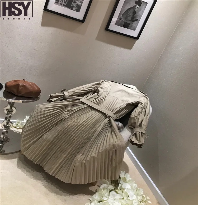 【HSY】2019 осенний британский стиль для женщин ветровка Классический хаки