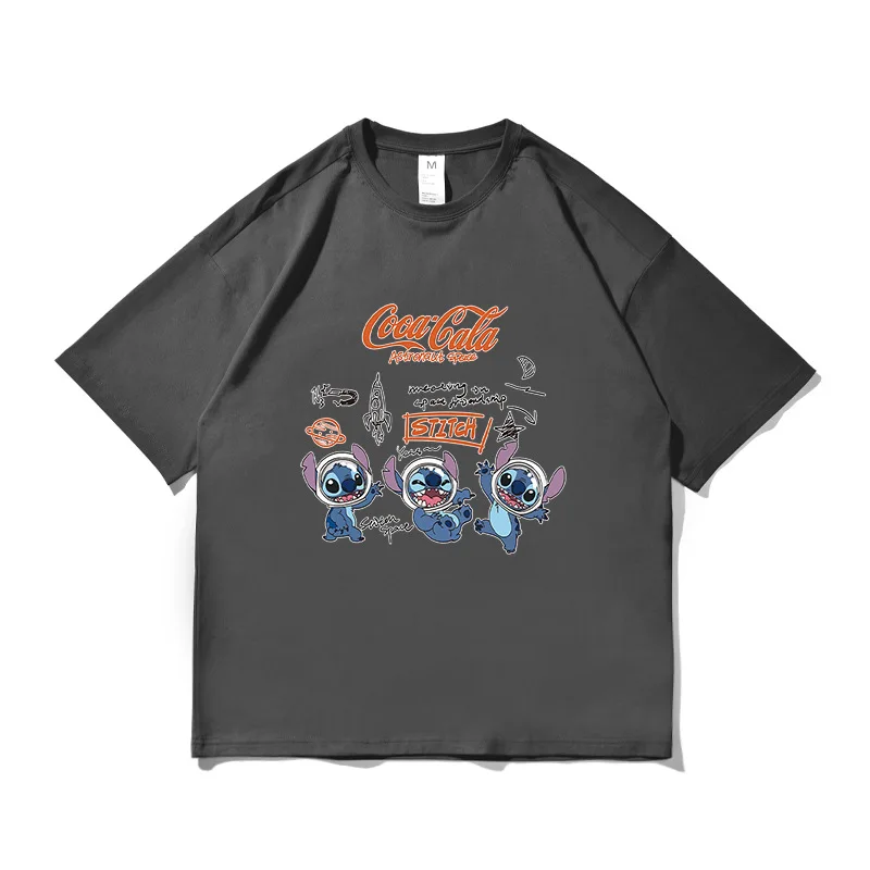 

Disney 2021 new stitch Angel little monster T-shirt Tide brand Korean cotton loose cartoon short sleeve bj alex