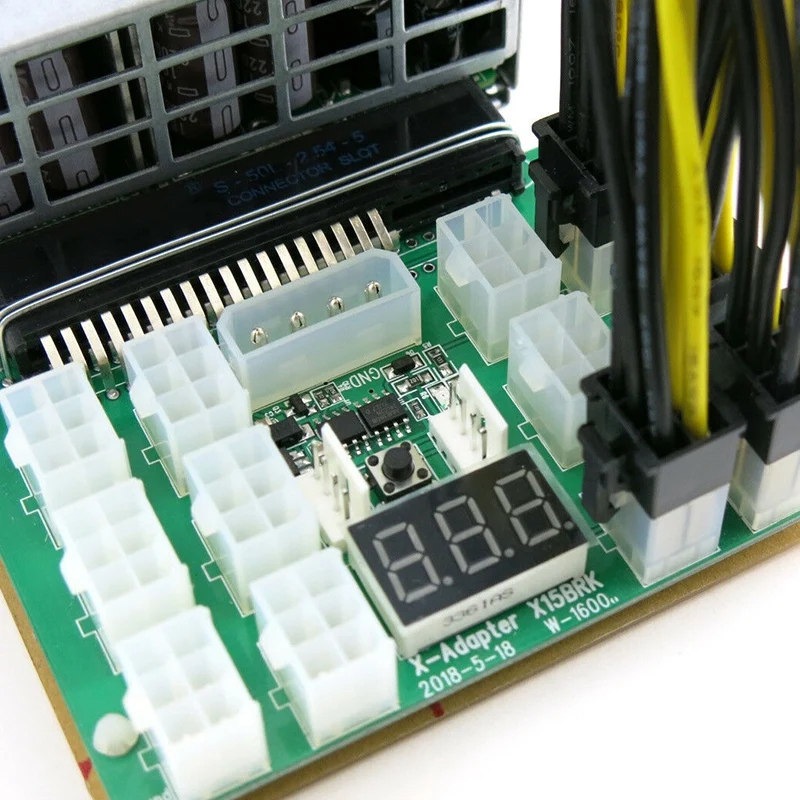 

Power Module Breakout Board Kits with 12Pcs 6Pin to (6+2)8Pin Power Cable for HP 1200W 750W PSU GPU Mining Ethereum ETH