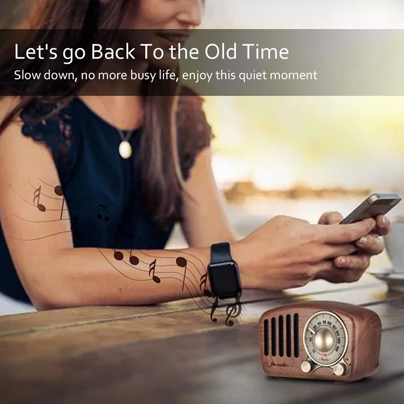 RISE-винтажный радиоприёмник Bluetooth колонка в ретро стиле-грецкий орех деревянный