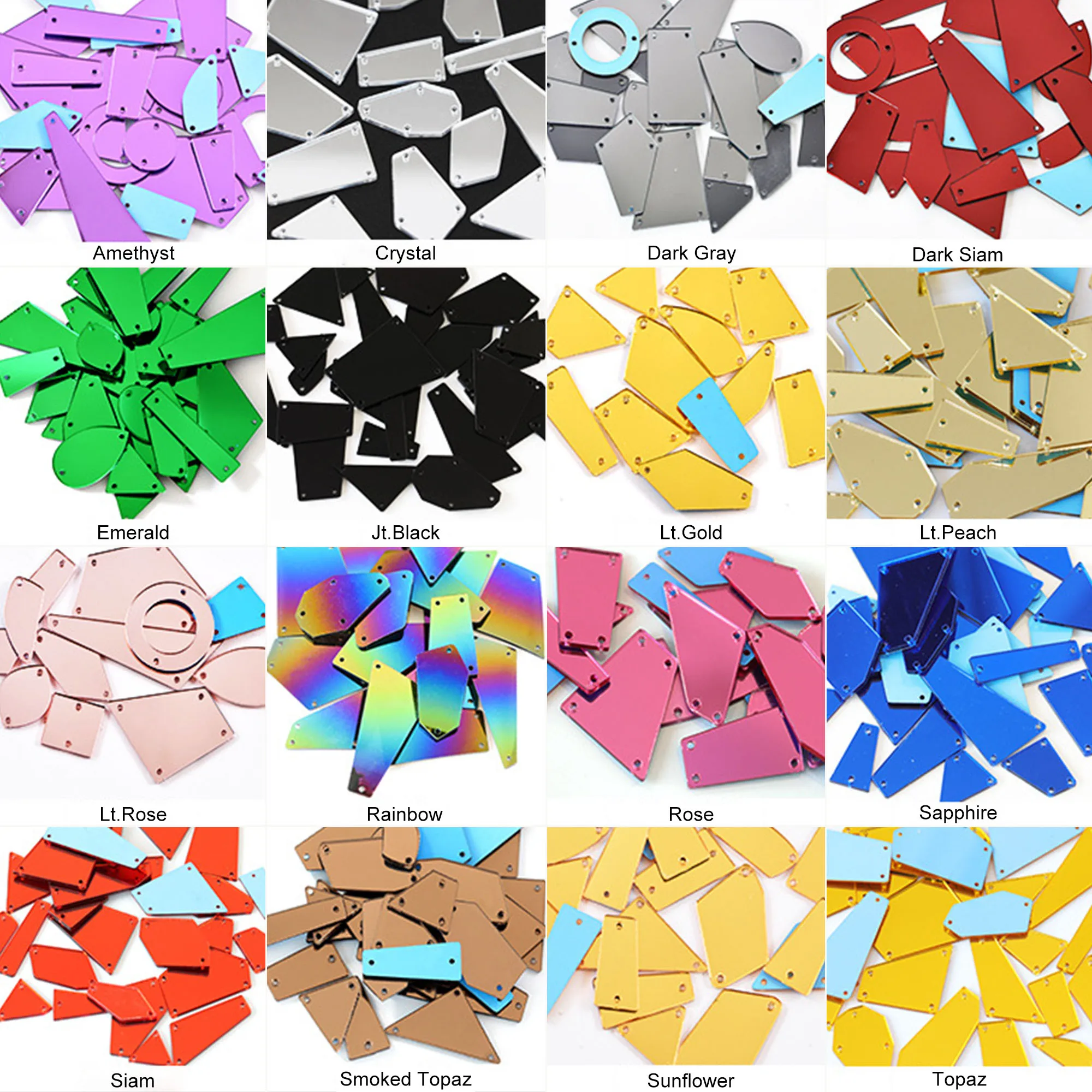 

Feilang 16 Kinds Mixed Size 25Pcs Acrylic Mirror Irregular Rhinestones For Clothing/Bags/Shoes/DIY Design