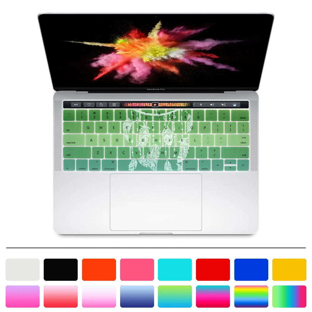 Силиконовая Радужная клавиатура HRH Ловец снов чехол с клавиатурой для Macbook New Pro 13