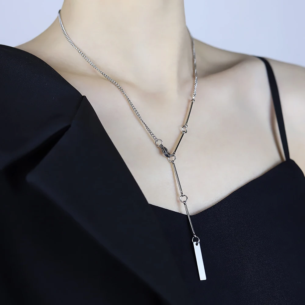 

Stainless Steel Cold Wind Long Pendant Necklace Fashion Clavicle Chain Punk Sweater Chain Men and Women Jewelry