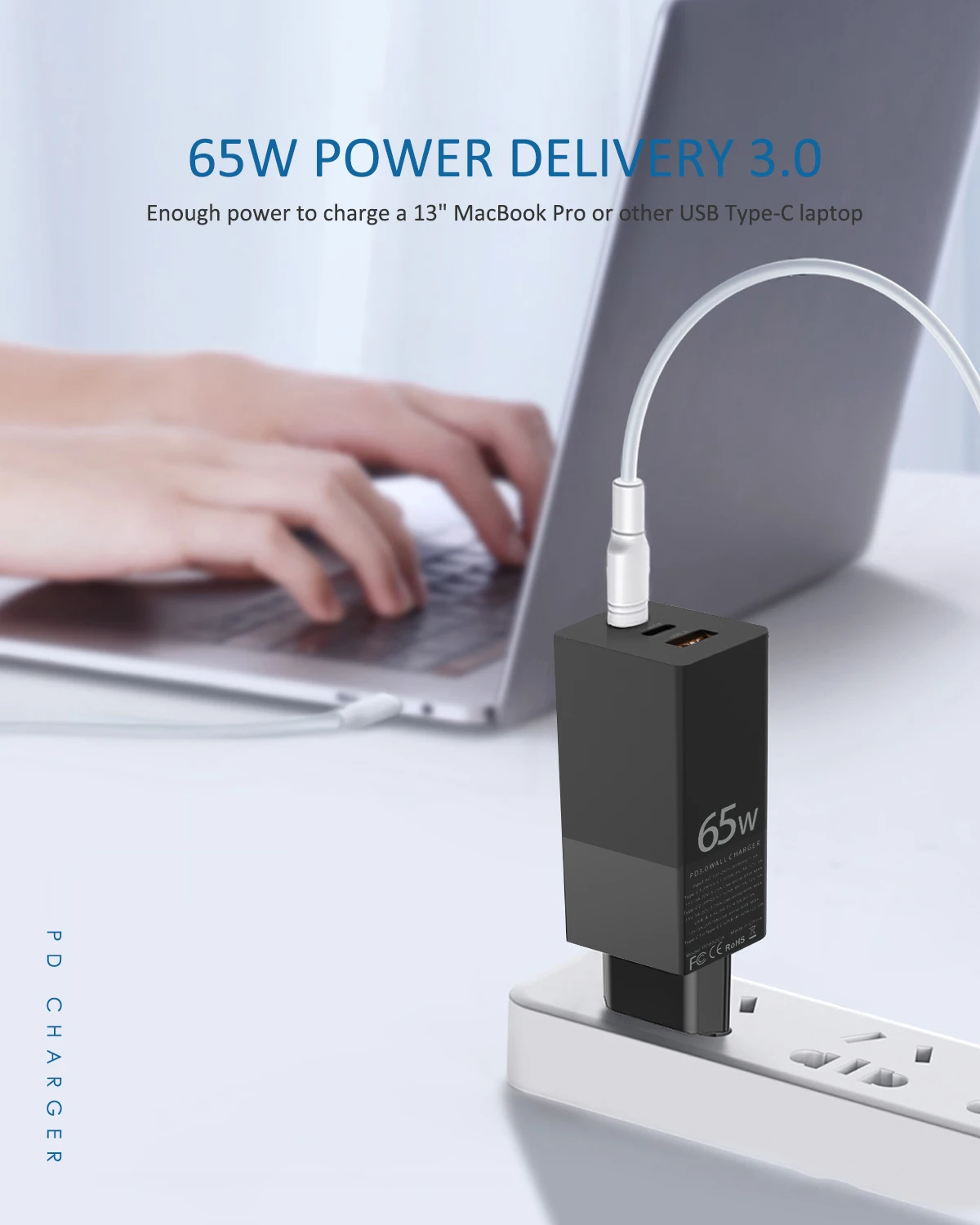 65w ган usb c pd magsaf адаптер питания 3 пор