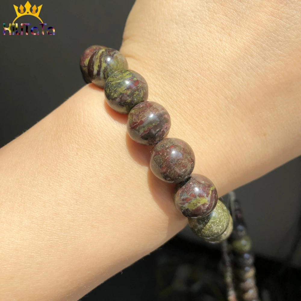 Natural Stone Beads Dragon Bloodstone Jaspers Loose Spacer For Jewelry Making 4 6 8 10mm DIY Bracelet Accessories 15'' | Украшения