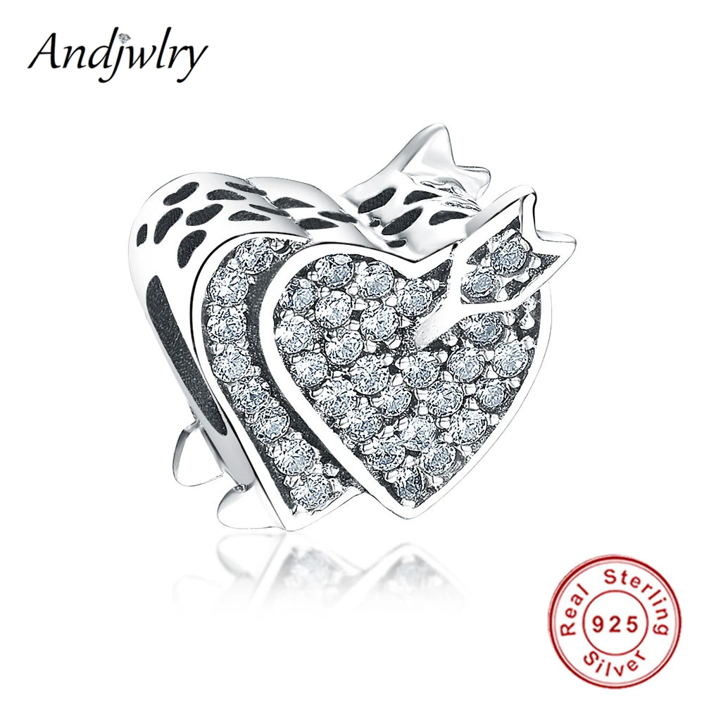 Подвеска из серебра 925 пробы с Купидоном двойные сердца | Украшения и аксессуары