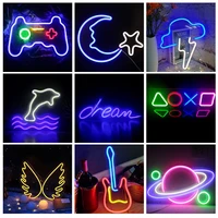 led neon sign wall hanging neon moon dolphin letter neon mural lights for room home party wedding decor xmas gift neon lamp