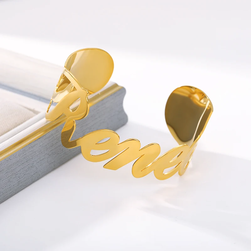 Gold Bracelet Width 30MM for Women Custom Name Bracelet Name Bracelet Stainless Steel Bracelets Fashion Jewelry 2021 Moda Mujer