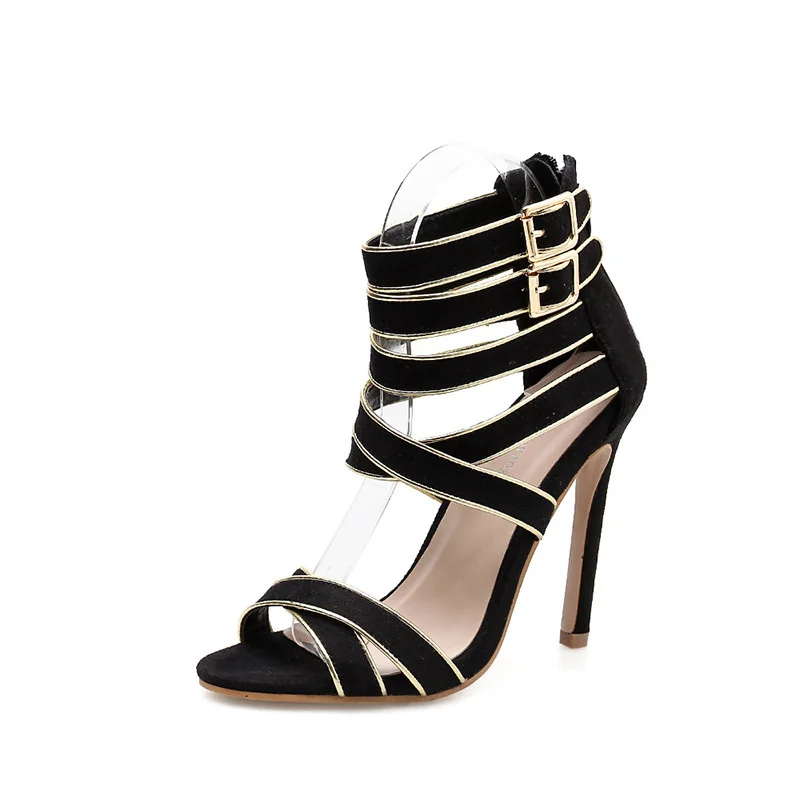 

Fashionable suede cross sexy banquet High Heel Sandals Size 40 hollow Roman women's shoes