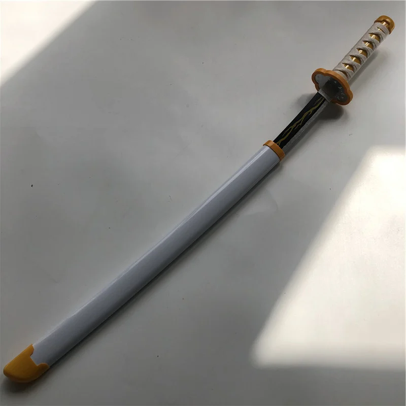 

Anime Demon Slayer Kimetsu no Yaiba Sword Weapon Agatsuma Zenitsu Cosplay Sword Ninja Knife 1:1 wood Weapon Prop 80cm
