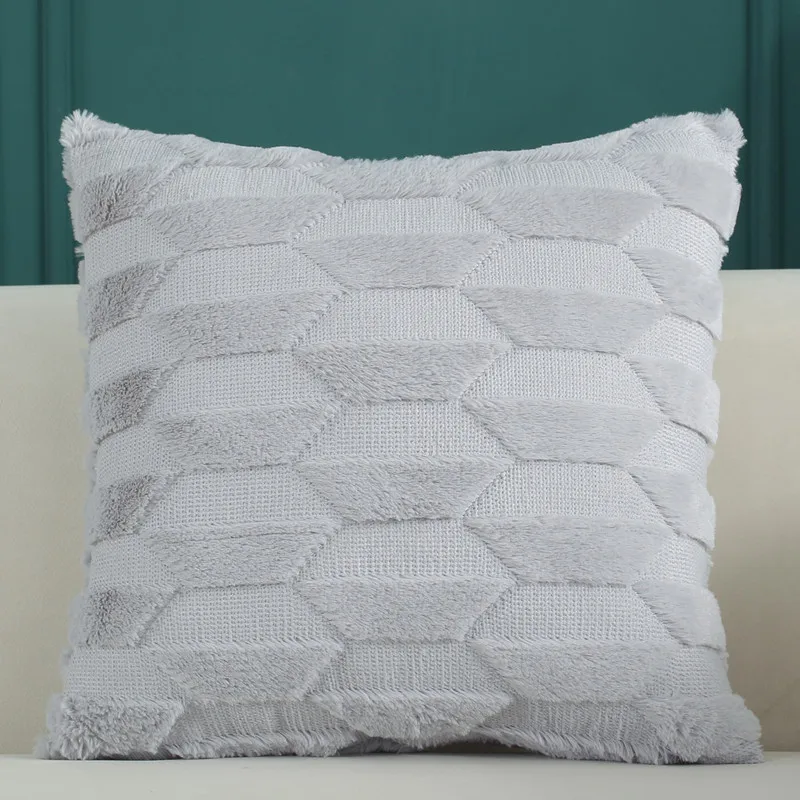 

Plush Pillowcaseins Wind Wave Solid Color Geometric Diamond Simple Home Sofa Cushion Cover