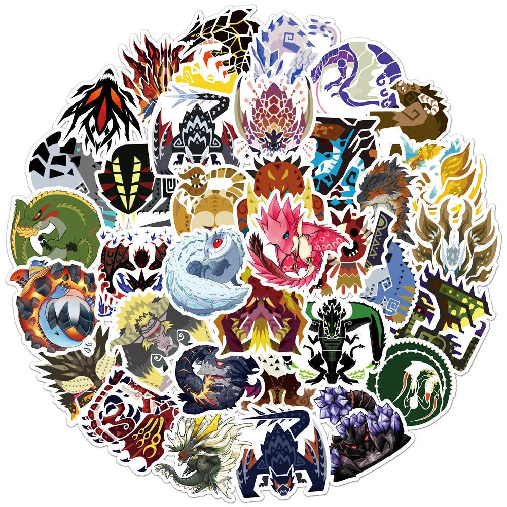 

10/30/50PCS Monster Hunter Graffiti Sticker Trolley Case Notebook Car Mobile Phone Refrigerator Helmet WaterproofGuitarWholesale