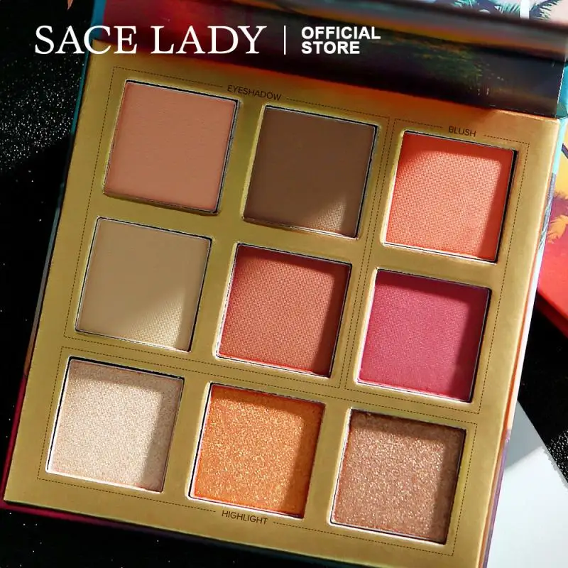 SACE LADY 9 цветов пляжные тени для век Палитра Сияющие Румяна 3 в 1 перламутровые
