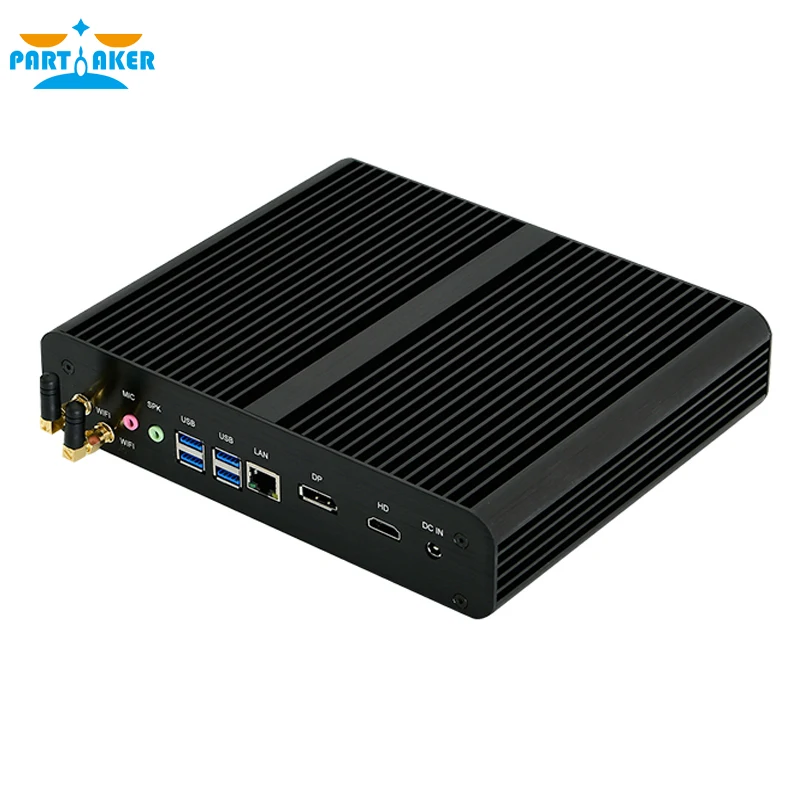Новый безвентиляторный мини-компьютер Partaker Intel i7 10710U Настольный ПК Windows 10 2 * DDR4 M.2