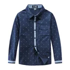 Рубашка хлопковая для мальчиков, с принтом якоря и длинными рукавами, 100%, От 3 до 11 лет