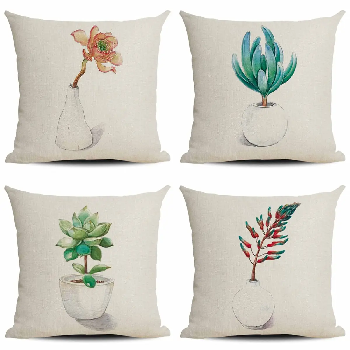 

Цветочная композиция, распылитель, окрашенная зелеными растениями, льняная наволочка, чехол для дивана, подушки, украшение для дома, можно п...