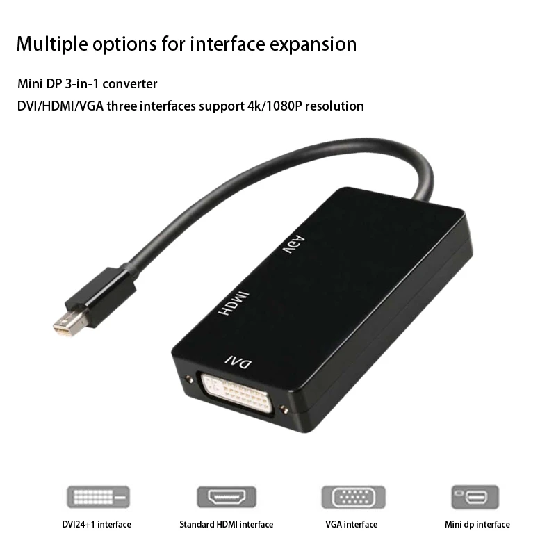 Преобразователь Mini DP на VGA + HDMI VDI 3 в 1 4K HD конвертер подходит для устройств с