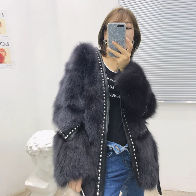 

2020 New winter Ladies Natural Fox Fur thickening warm jackets women coat multicolor women's jacket