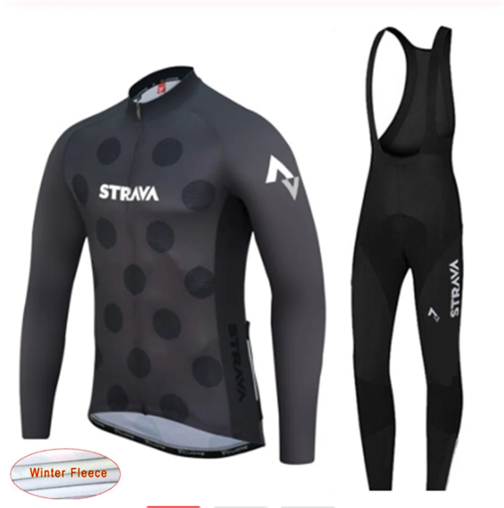 Зимний теплый флисовый 2021 трикотажный длинный комплект для велоспорта STRAVA