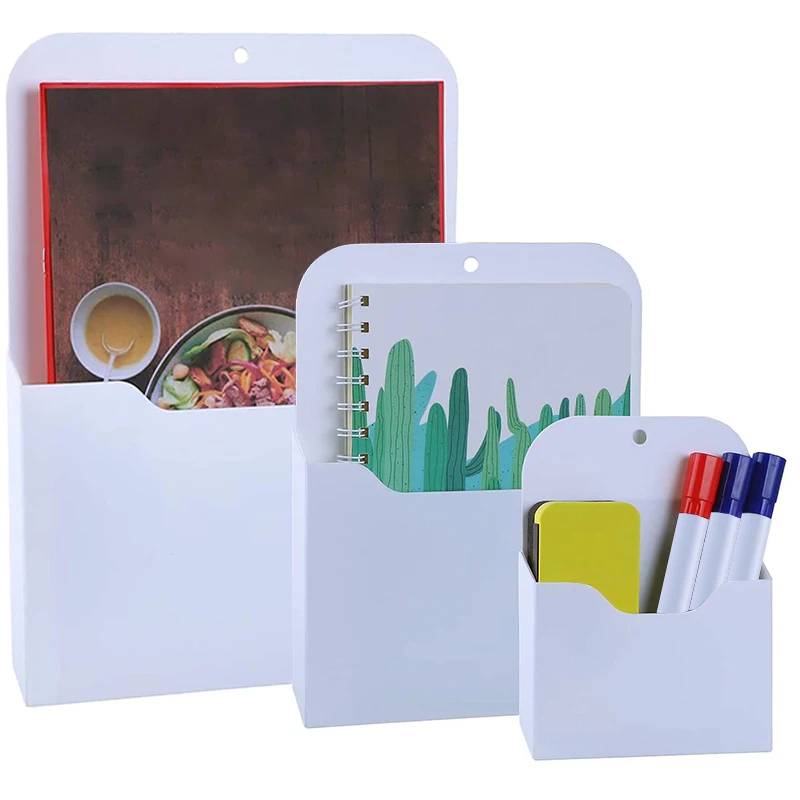 

3 Pack Magnetic File Holder Magnetic Wall File Organizer Refrigerator Storage Pocket Mail Planners Case, L/M/S Size