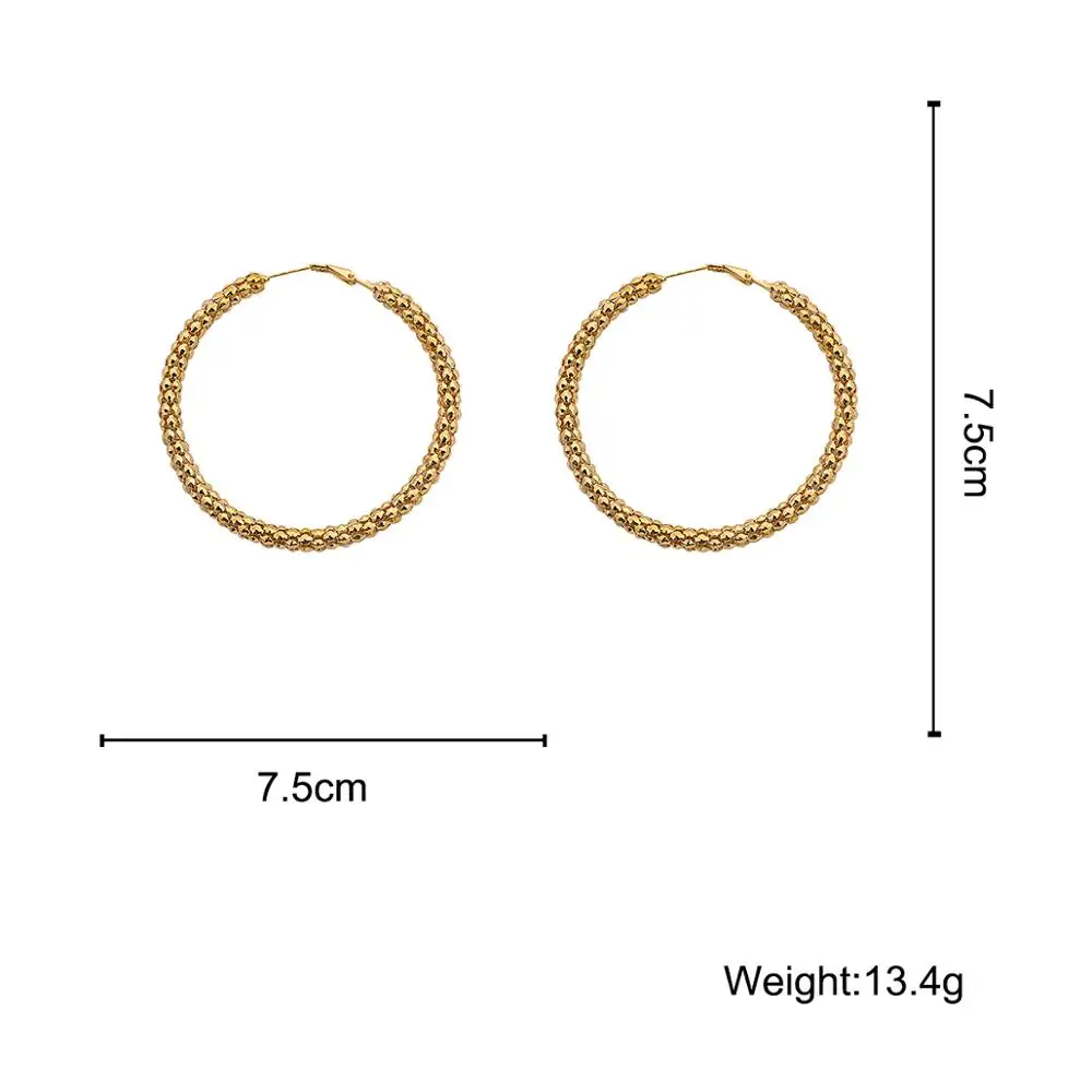 

AENSOA Brand Fashion Big Hoop Earring for Women Jewelry Gold Color Exaggerated Shiny Round Circle Earrings Gift Bijoux Brincos
