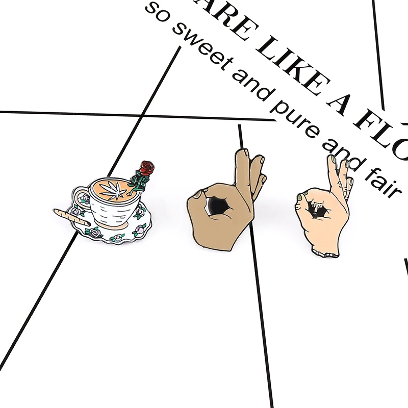 Креативные булавки для кофе и пальцев средний палец F You Rose Coffee Cup панк забавные