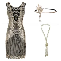 1920s flapper roaring 20s great gatsby costume fringed sequin beaded dress and embellished art deco dress accessories xxxl
