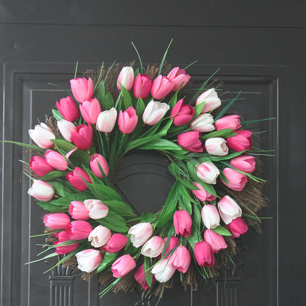 Тюльпан венок на переднюю дверь для вечеринки Свадебные украшения искусственный