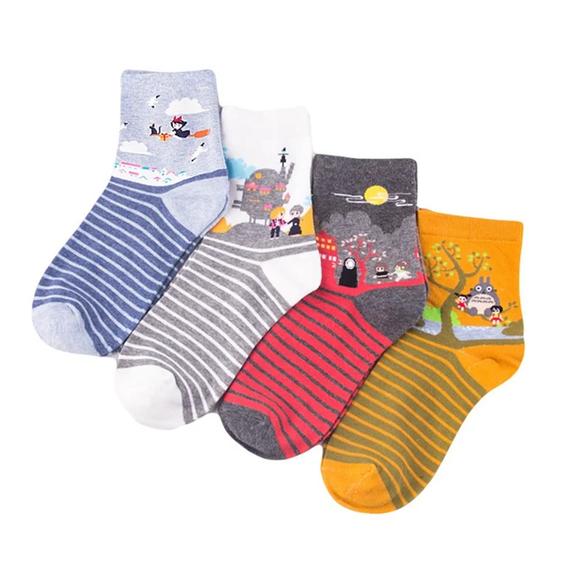 1 пара женские хлопковые носки с мультяшным рисунком|Носки| |