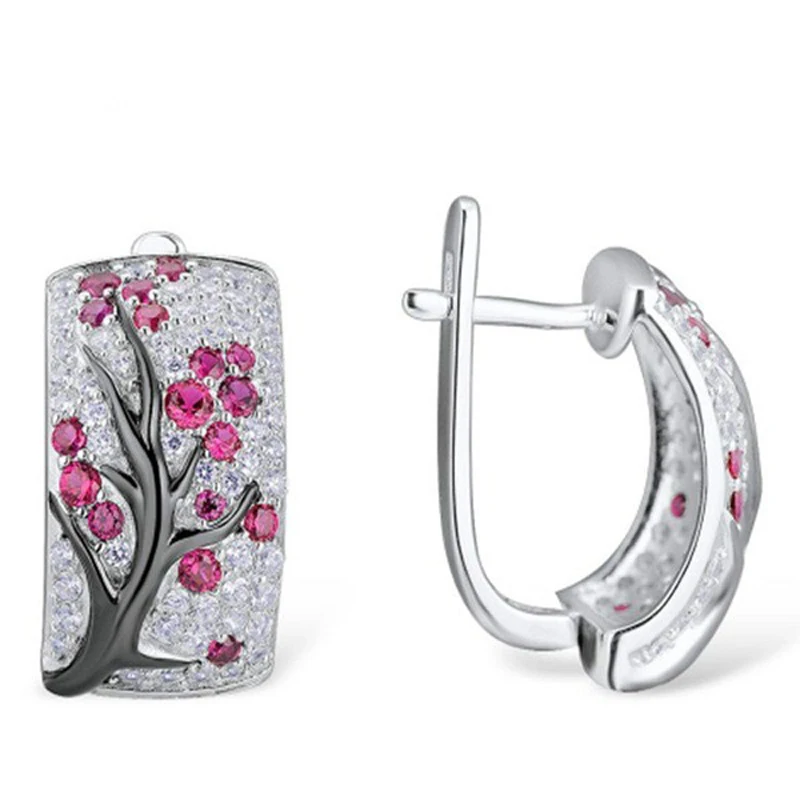 

Dainty Plum Blossom Earrings Fashion Full Inlay Small Zircon Flower Branches S92 5 Jewelry Women's Wedding Party Clip Earrings